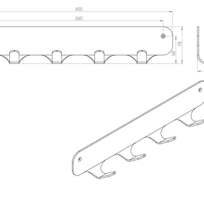 Gorillz Rounded Four - Wandkapstok - 40x6x7,8cm - Wit