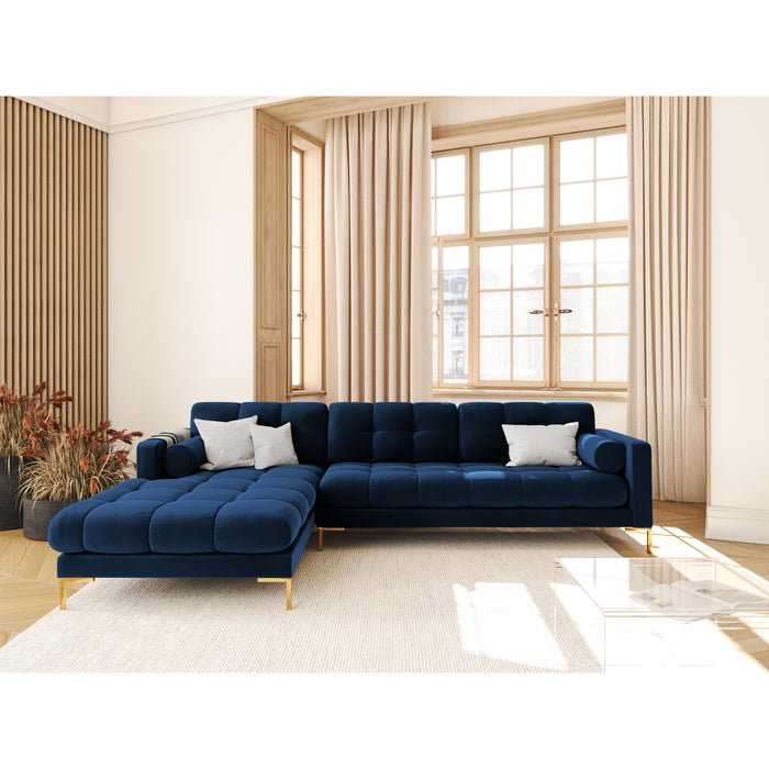 Cosmopolitan Design Bali Hoekbank met Chaise Longue Links - Koningsblauw / Goud