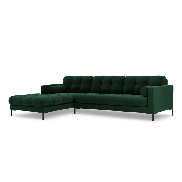 Cosmopolitan Design Bali Hoekbank met Chaise Longue Links - Flessengroen / Zwart