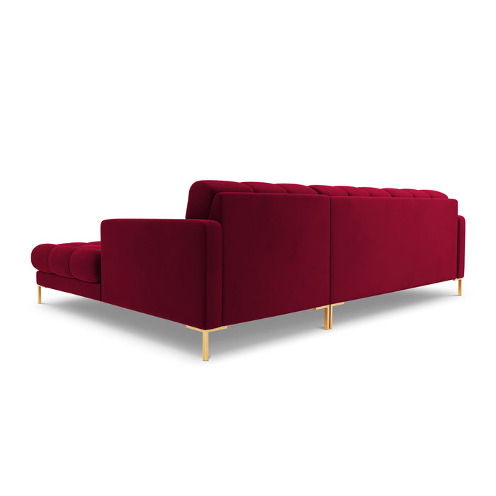 Cosmopolitan Design Bali Hoekbank met Chaise Longue Rechts - Wijnrood / Goud