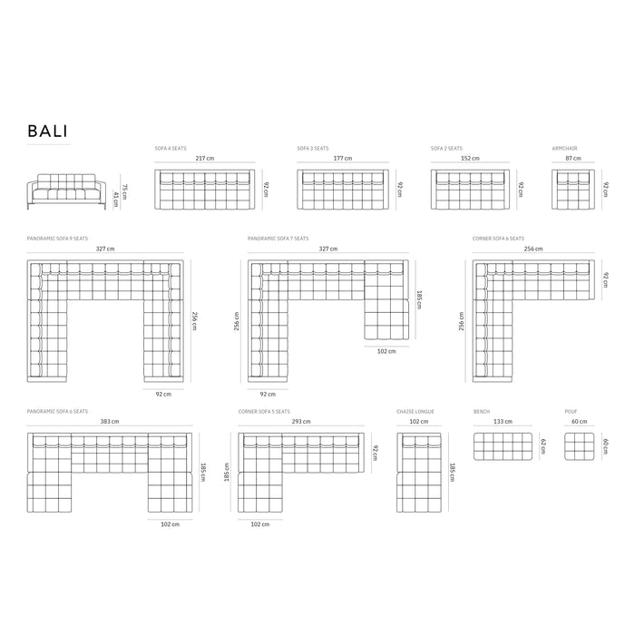 Cosmopolitan Design Bali U-bank - Donkergrijs / Zwart