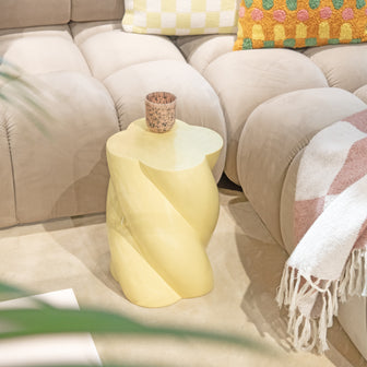 &k amsterdam x fonQ Pillar Marshmallow Bijzettafel H 40 cm - Pastel Geel