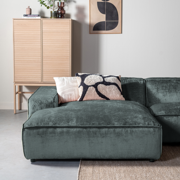 by fonQ Chunky Hoekbank met Chaise Longue Links - Rib - Teal