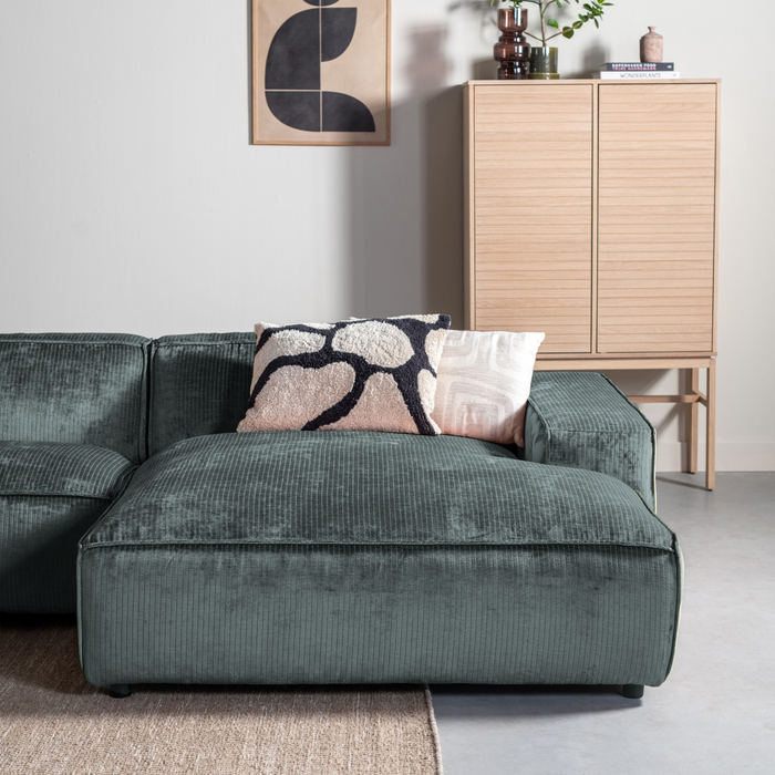 by fonQ Chunky Hoekbank met Chaise Longue Rechts - Rib - Teal