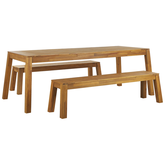 Beliani-LIVORNO -Tuinset voor 6 2 banken-Lichte houtkleur-Acaciahout