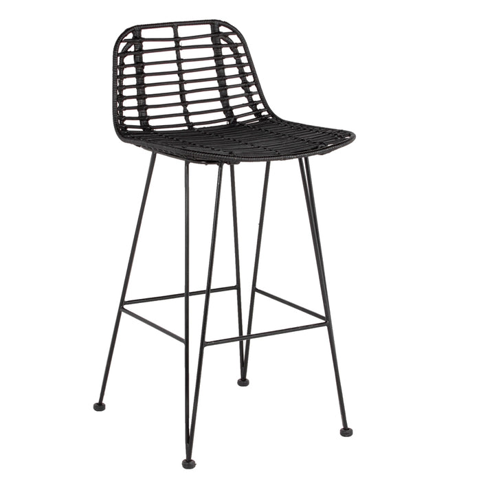 Giga Meubel - Barkruk Yara Rotan Zwart  - Set van 2