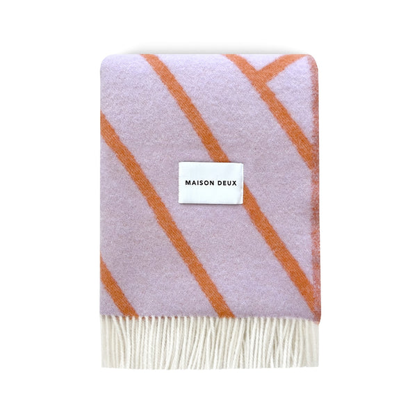 MAISON DEUX Plaid Lines - Lila | Oranje - 130 x 200 cm