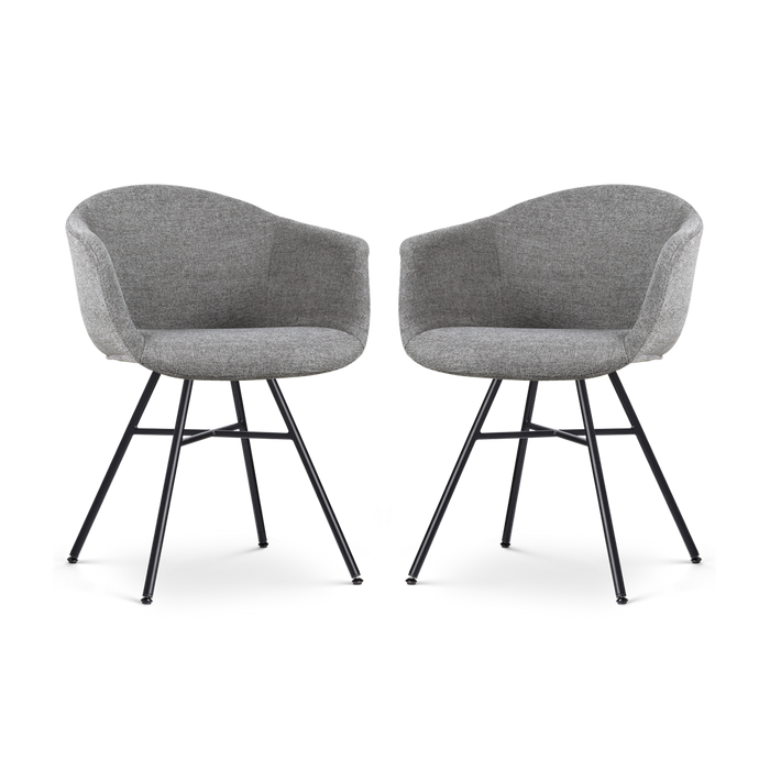 Nolon Noa-Otis Eetkamerstoelen Set van 2 - Donkergrijs - Zwarte Poten