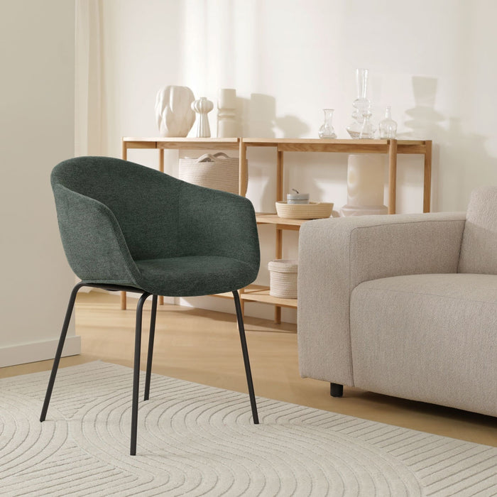 Nolon Nora-Otis Eetkamerstoel Donkergroen - met Armleuning - Zwart