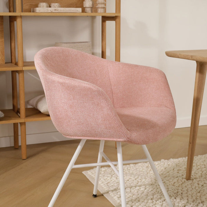 Nolon Noa-Otis eetkamerstoel zacht roze - met armleuning - wit