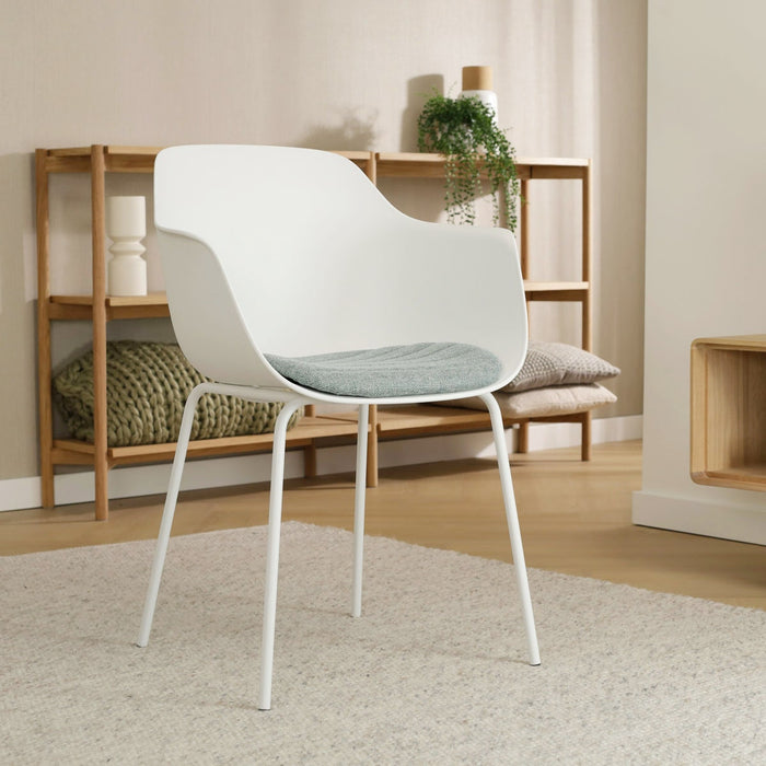 Nolon Nora-Liz Eetkamerstoel Wit - Groen Kussen - Wit - Set Van 2