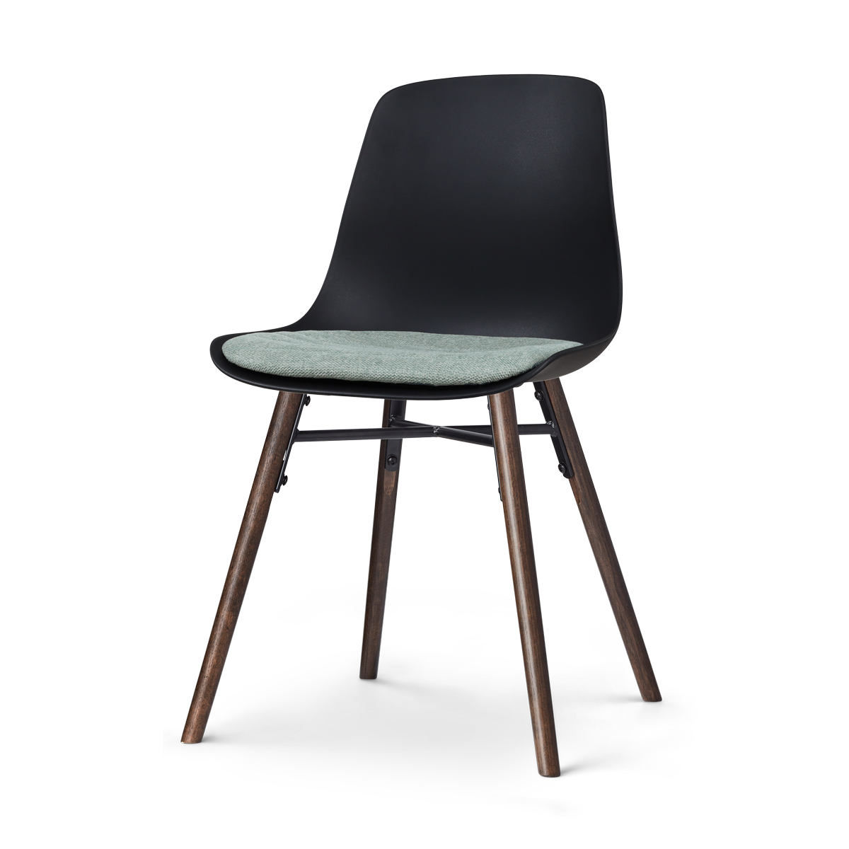 Nolon Nena-Liv Eetkamerstoel Zacht Groen - Lichtgrijs Kussen - Walnoot