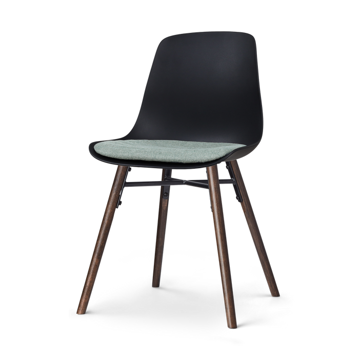 Nolon Nena-Liv Eetkamerstoel Zacht Groen - Lichtgrijs Kussen - Walnoot