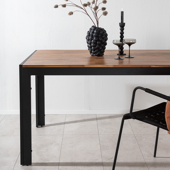 Nest outdoor Lasse Tuintafel Aluminium Zwart - met Houten Tafelblad