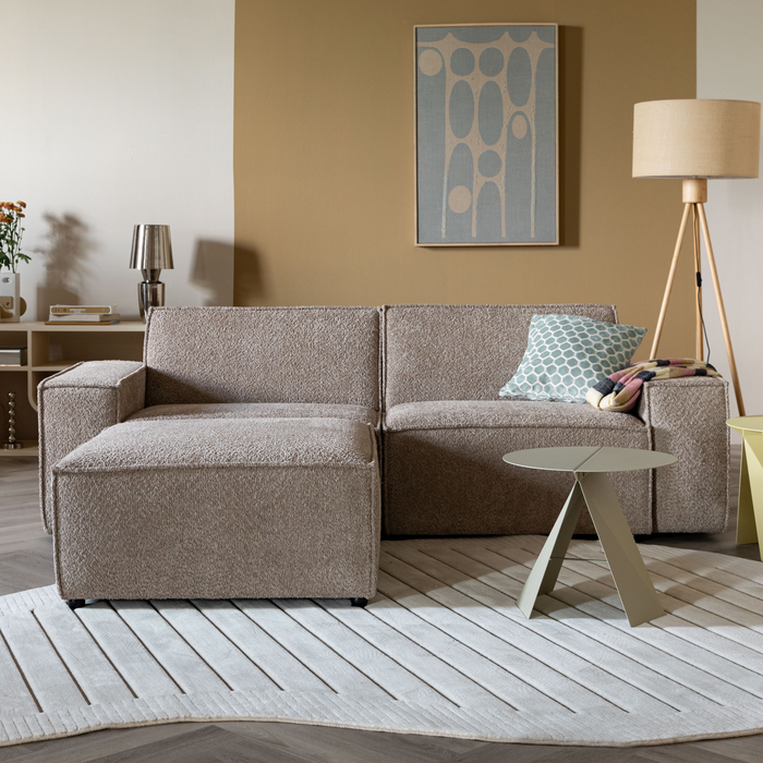 Zuiver x fonQ James Modulaire 3-zitsbank met Hocker- Teddystof - Beige