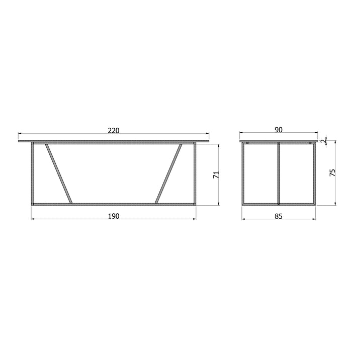 WOOOD Silas Eettafel 220 x 90 cm - Dust