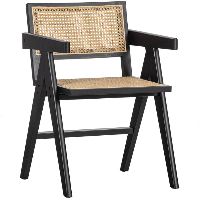 WOOOD Gunn Eetkamerstoel - Rattan - Zwart - 80x54x54