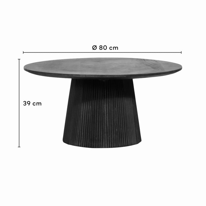 by fonQ Grand Bijzettafel Donkerbruin Mangohout - Ø 80 cm