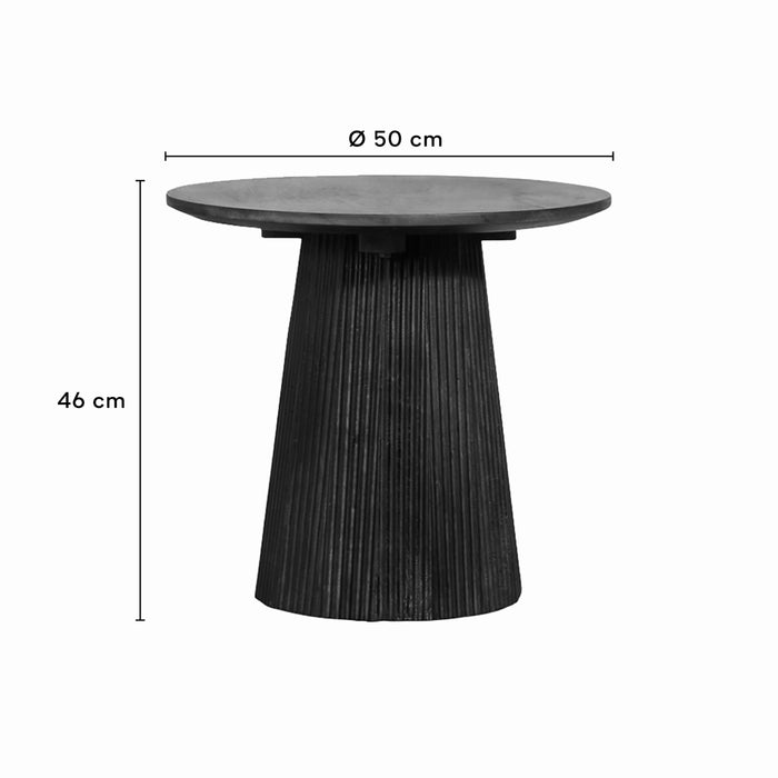by fonQ Grand Bijzettafel Donkerbruin Mangohout - Ø 50 cm