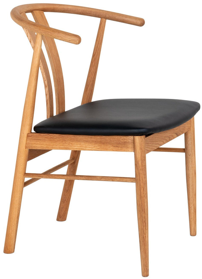 House Nordic Artenara Eetkamerstoel Eiken | Zwart PU-Leer set van 2