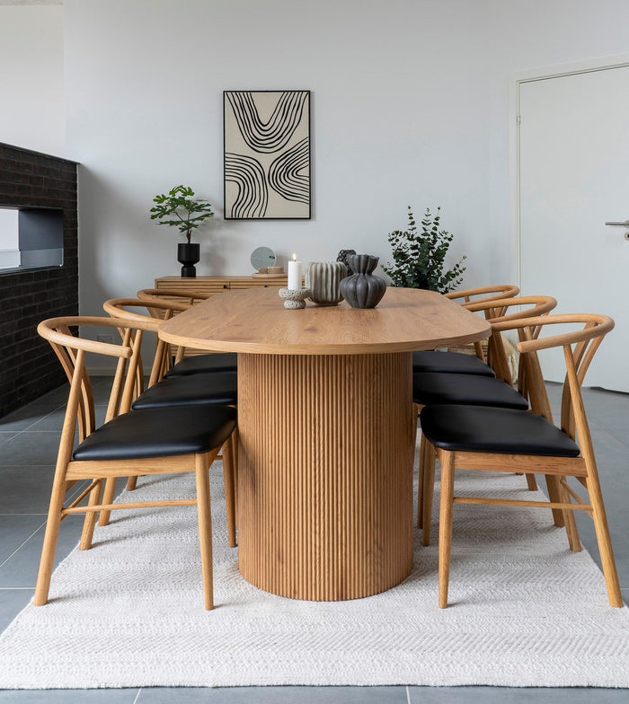 House Nordic Artenara Eetkamerstoel Eiken | Zwart PU-Leer set van 2