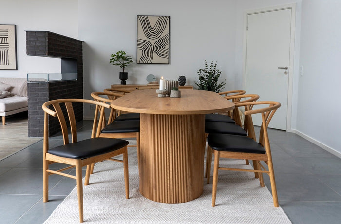 House Nordic Artenara Eetkamerstoel Eiken | Zwart PU-Leer set van 2