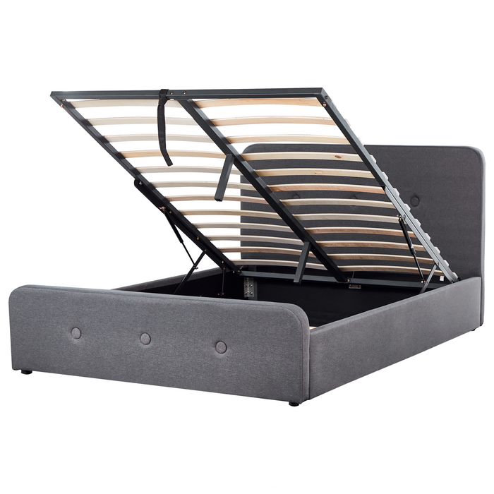 Beliani-RENNES -Bed met opbergruimte-Donkergrijs-140x200 cm-Polyester