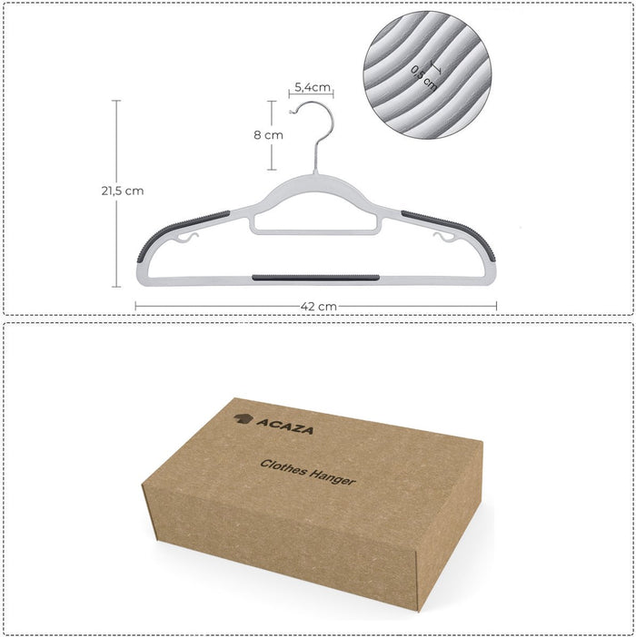 ACAZA Kledinghanger Grijs  - 20 st.