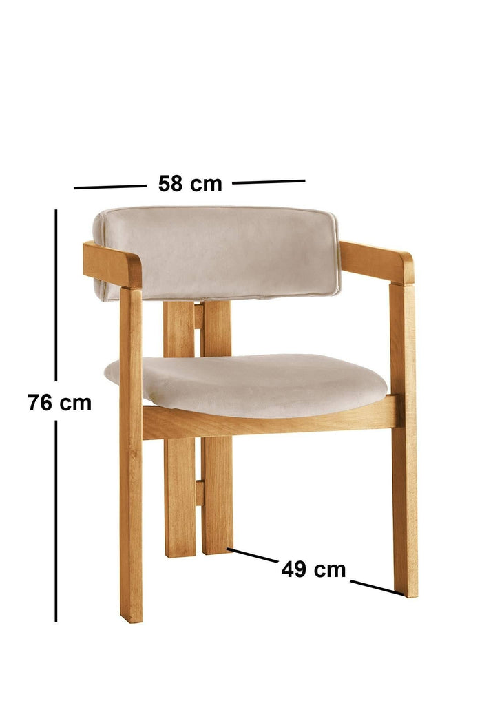 Giga Meubel - Eetkamerstoel Naturel - Beige|Velvet - Cozy