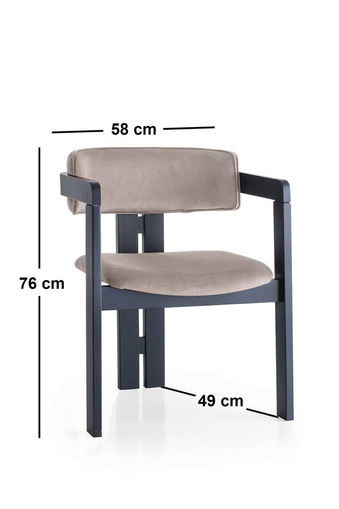 Giga Meubel - Eetkamerstoel Zwart - Grijs|Velvet - Cozy