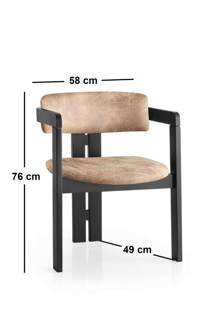 Giga Meubel - Eetkamerstoel Zwart - Taupe|Stof - Cozy