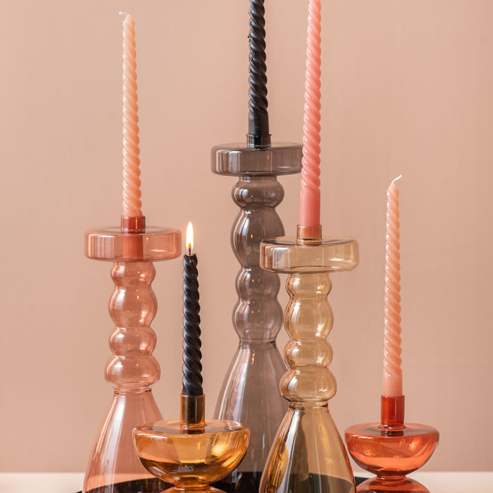 present time - Candle holder Pawn glass XL black