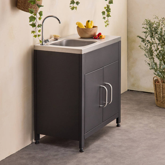 sweeek - Stalen buitenkeuken met gootsteen, 80cm breed