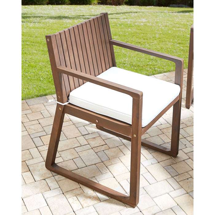 Beliani - SASSARI - Tuinstoel set van 8 - Donkerhout|Wit - Acaciahout