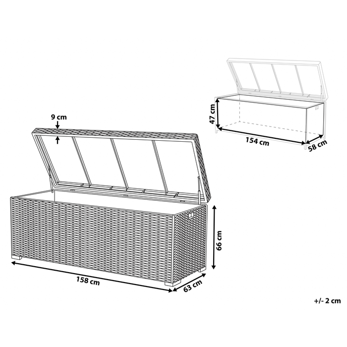 Beliani - MODENA - Kussenbox - Grijs - PE rotan