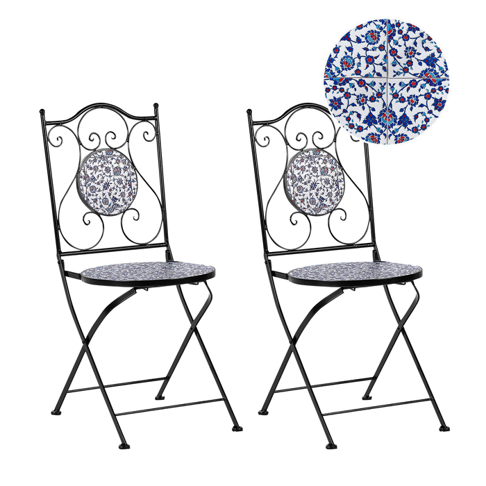 Beliani - CAMPRENA - Tuinstoel set van 2 - Zwart - Metaal