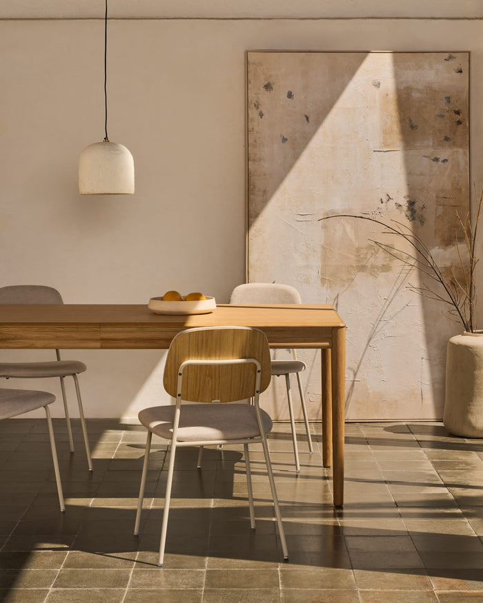 Kave Home - Uitschuifbare tafel Lenon van eikenfineer en massief