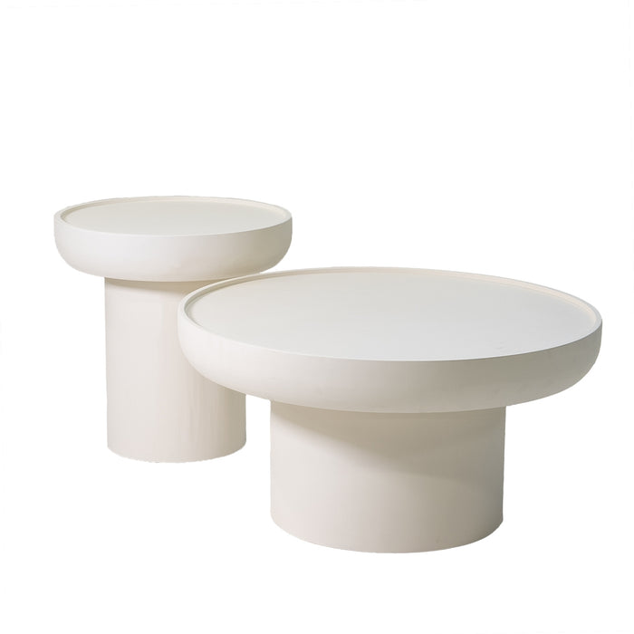 Giga Meubel - Salontafel Rond 50cm - Beige Beton Ciré - Japandi - Joyce
