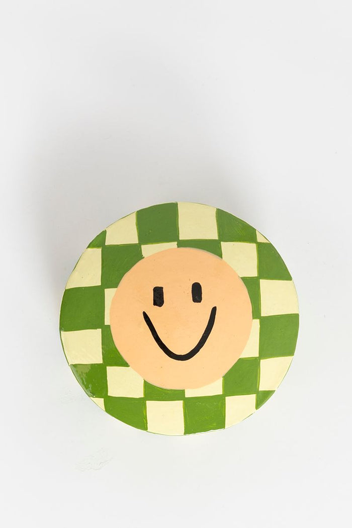 Sissy-Boy Groen geblokte glasonderzetters met smiley