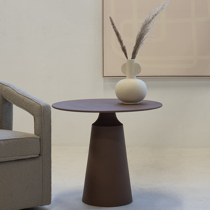 Giga Meubel - Bijzettafel Rond - Taupe Aluminium - 69x69x61,5cm - Else