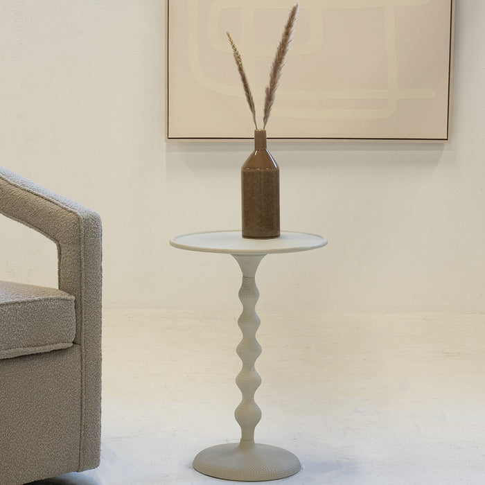 Giga Meubel - Bijzettafel Rond - Grijs Aluminium - 38x38x56cm - Fresia