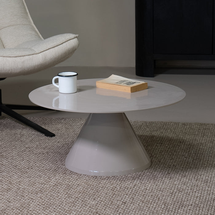 Giga Meubel - Salontafel Rond - Beige Glans - 69x69x33,5cm - Kelsi