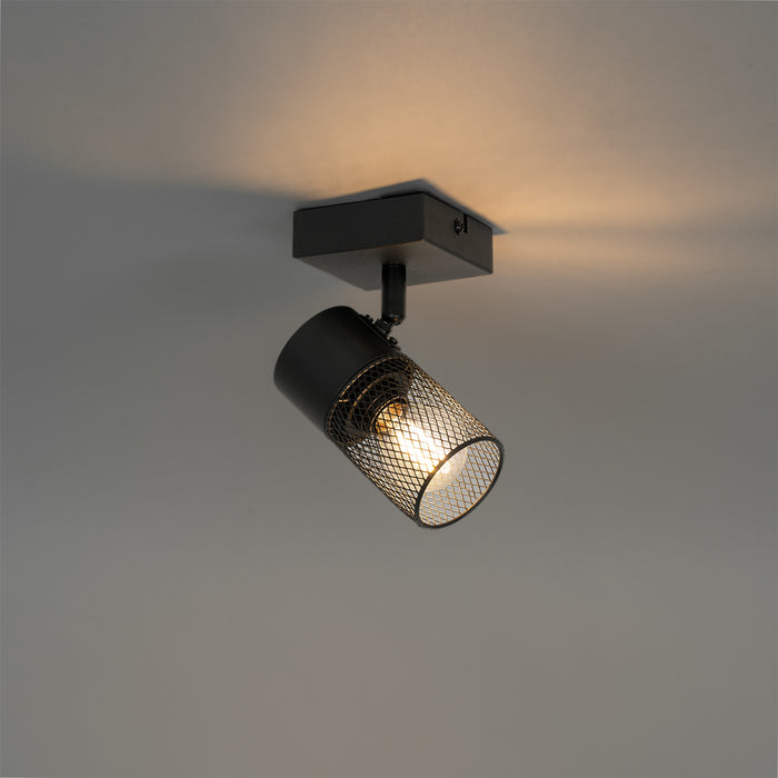 QAZQA Industriële spot zwart verstelbaar - Jim