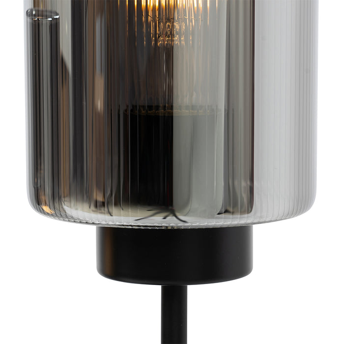 QAZQA Art Deco tafellamp zwart met smoke glas 2-lichts - Laura