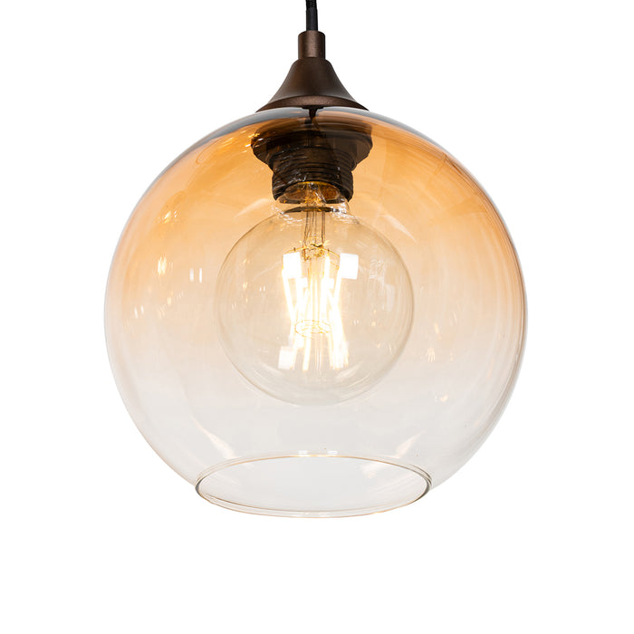 QAZQA Art Deco hanglamp donkerbrons met amber glas 8-lichts - Sandra