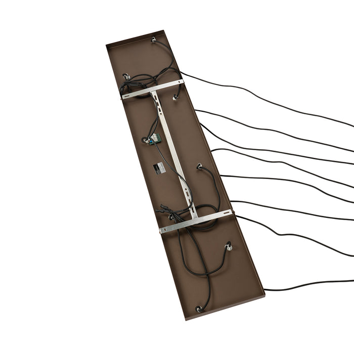 QAZQA Art Deco hanglamp donkerbrons met amber glas 8-lichts - Sandra