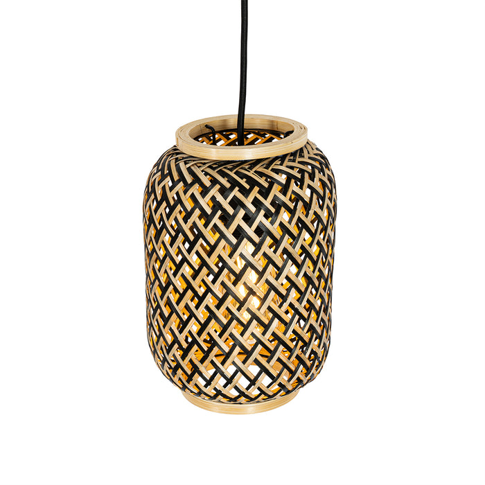 QAZQA Oosterse hanglamp bamboe met zwart 3-lichts - Yvonne