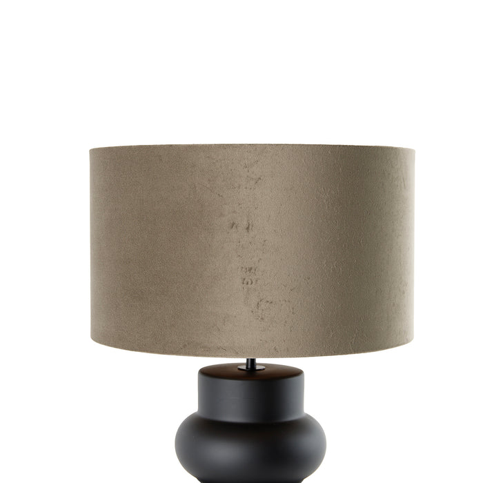 QAZQA Design tafellamp zwart 17 cm velours kap taupe met goud 35 cm -