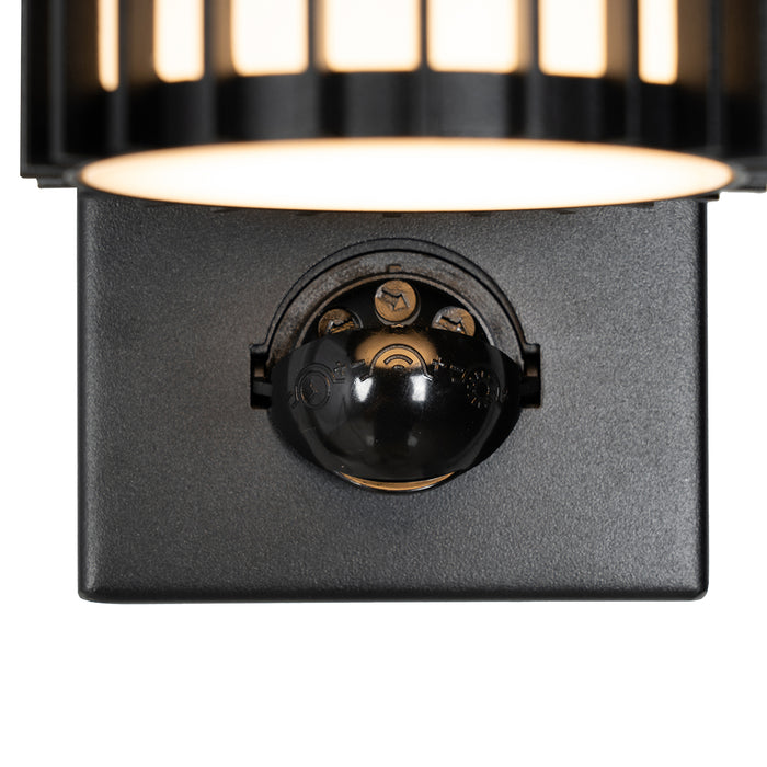 QAZQA Buiten wandlamp zwart met bewegingssensor 2-lichts - Boris