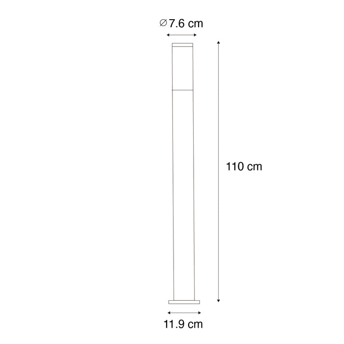 QAZQA Moderne buitenlamp paal zwart 110 cm IP44 - Rox
